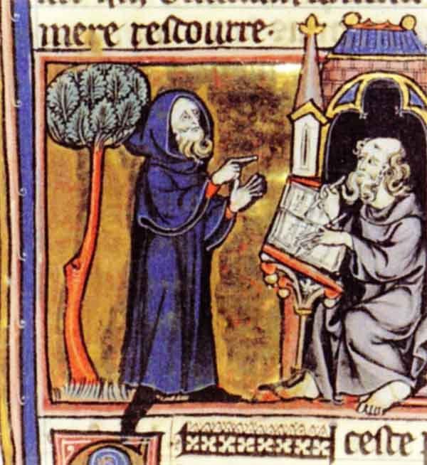 魔術師原型梅林（Merlin）出現在中世紀的傳說中。羅伯特·德伯恩（Robert de Boron）的13世紀初的書《梅林》中的插圖。